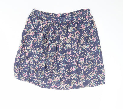 Marks and Spencer Womens Blue Floral Viscose A-Line Skirt Size 10