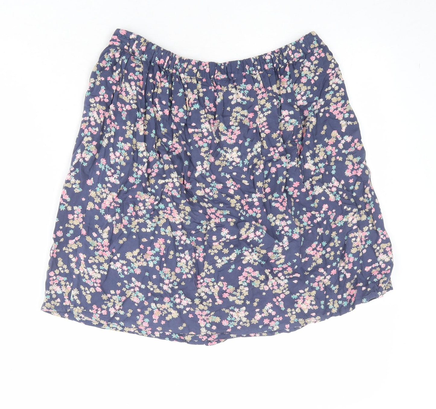 Marks and Spencer Womens Blue Floral Viscose A-Line Skirt Size 10