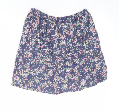 Marks and Spencer Womens Blue Floral Viscose A-Line Skirt Size 10