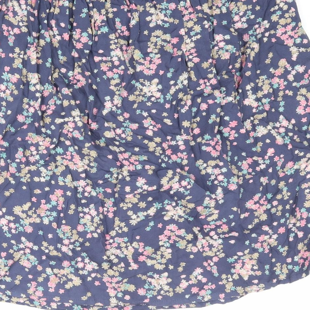 Marks and Spencer Womens Blue Floral Viscose A-Line Skirt Size 10