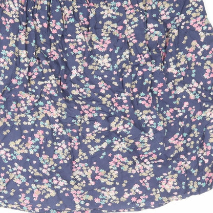 Marks and Spencer Womens Blue Floral Viscose A-Line Skirt Size 10