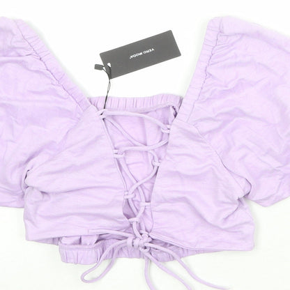 Womens UK Size M VERO MODA Purple Cropped Tank