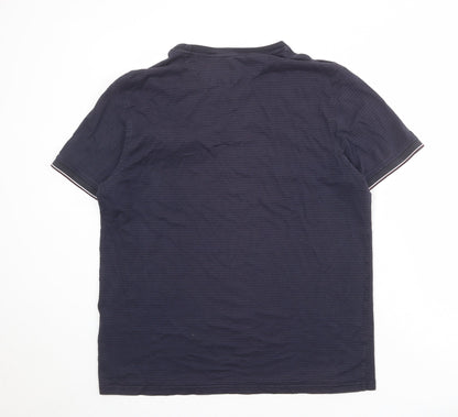 Hammond & Co Mens Blue Striped Cotton T-Shirt Size L Round Neck