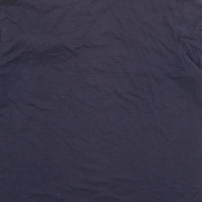 Hammond & Co Mens Blue Striped Cotton T-Shirt Size L Round Neck