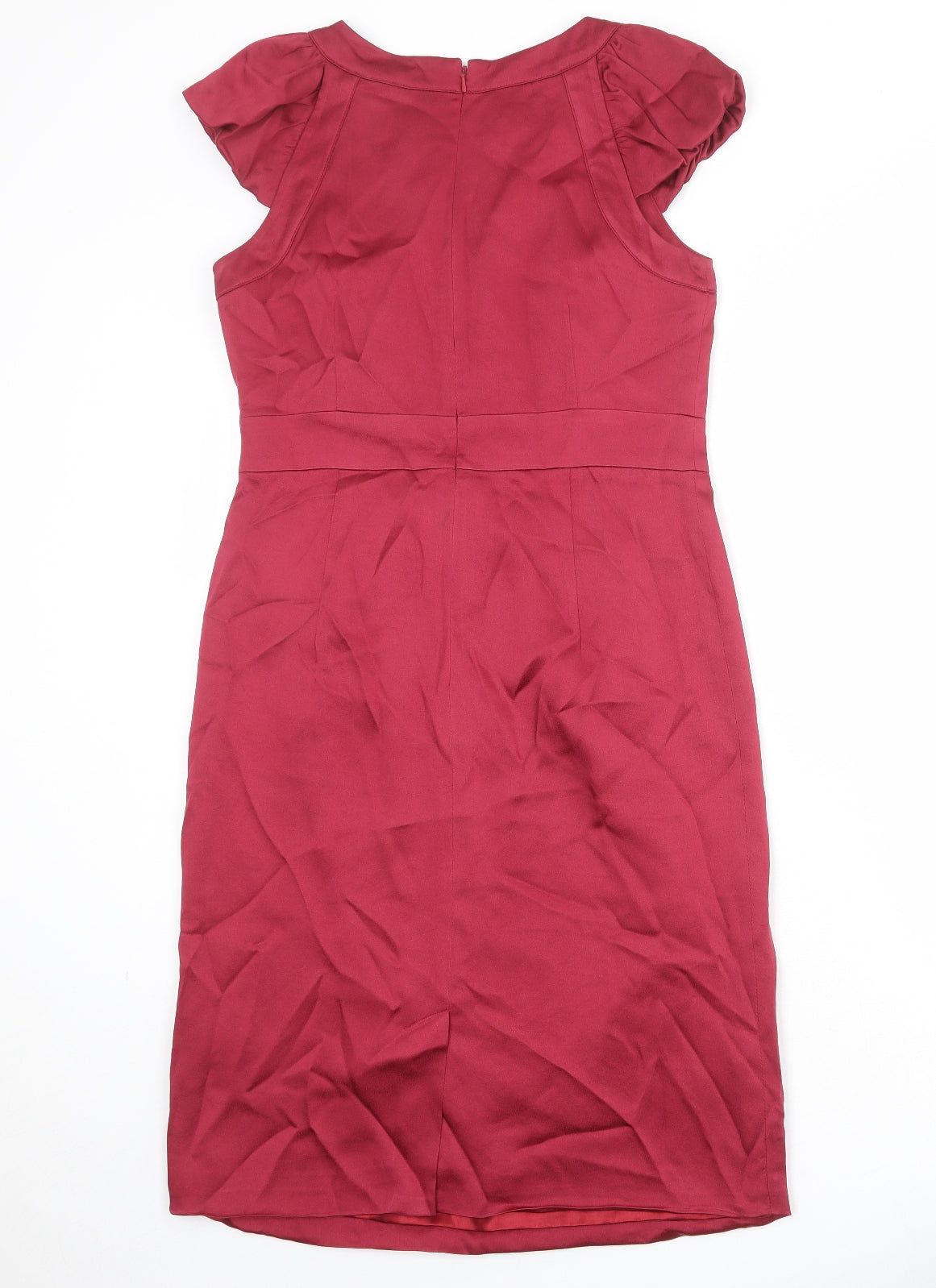 Monsoon Womens Red Acetate Shift Size 12 Round Neck Zip