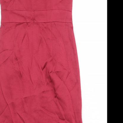 Monsoon Womens Red Acetate Shift Size 12 Round Neck Zip