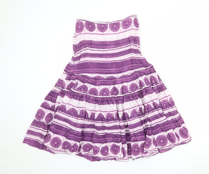 Principles Womens Multicoloured Geometric Cotton Peasant Skirt Size 6 Zip