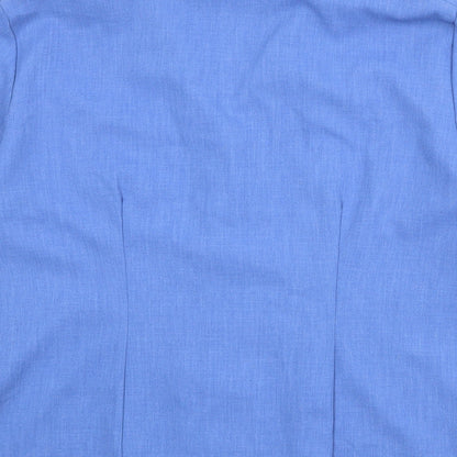 Damart Womens Blue Polyester Basic Button-Up Size 16 Collared - Flower