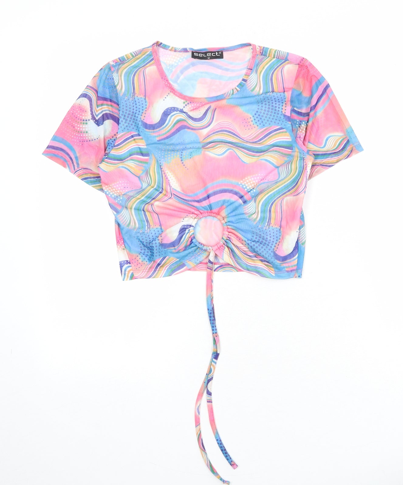 Womens UK Size M Select Multicoloured Cropped T-Shirt