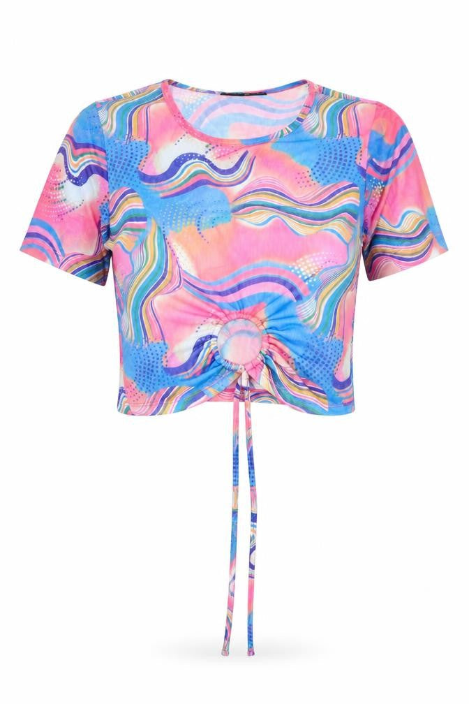 Womens UK Size M Select Multicoloured Cropped T-Shirt