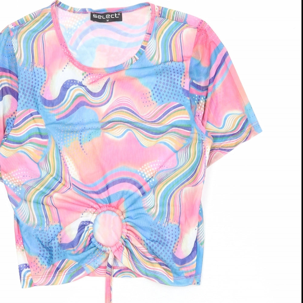 Womens UK Size M Select Multicoloured Cropped T-Shirt