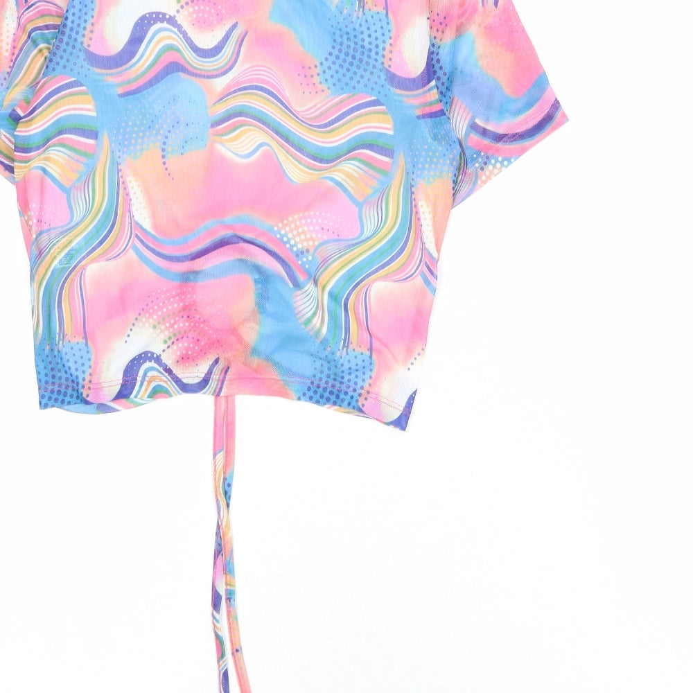 Womens UK Size M Select Multicoloured Cropped T-Shirt