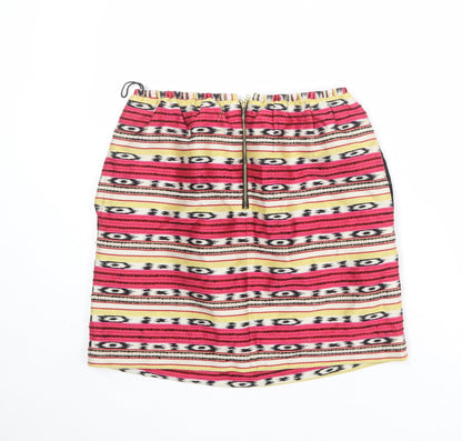 Carven Womens Multicoloured Geometric Cotton A-Line Skirt Size 8 Zip