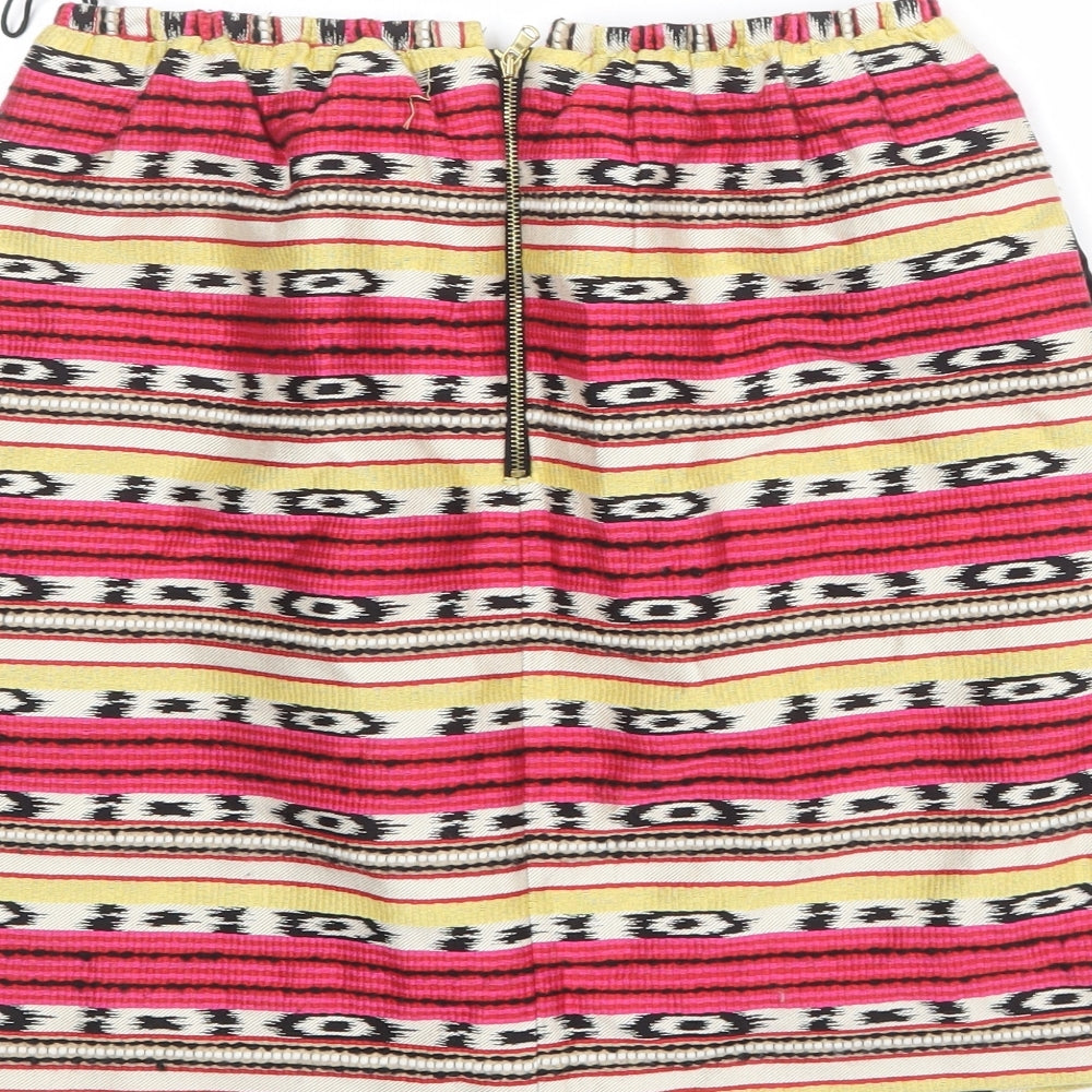 Carven Womens Multicoloured Geometric Cotton A-Line Skirt Size 8 Zip
