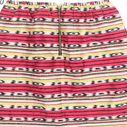 Carven Womens Multicoloured Geometric Cotton A-Line Skirt Size 8 Zip