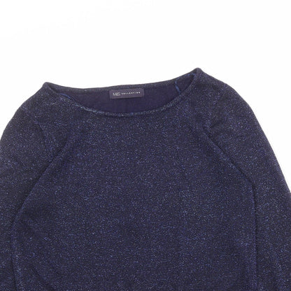 Marks and Spencer Womens Blue Boat Neck Viscose Pullover Jumper Size 10