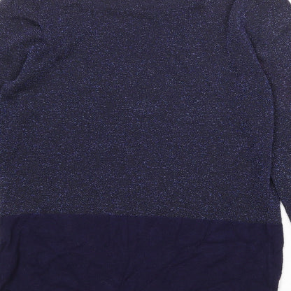 Marks and Spencer Womens Blue Boat Neck Viscose Pullover Jumper Size 10