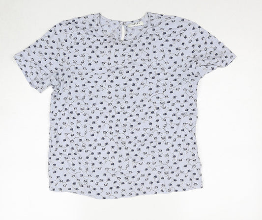 Womens UK Size M Pieces Blue Basic Blouse