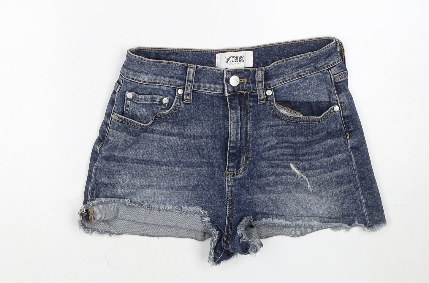 PINK Womens Blue Cotton Cut-Off Shorts Size 6 Regular Zip