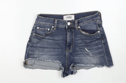 PINK Womens Blue Cotton Cut-Off Shorts Size 6 Regular Zip
