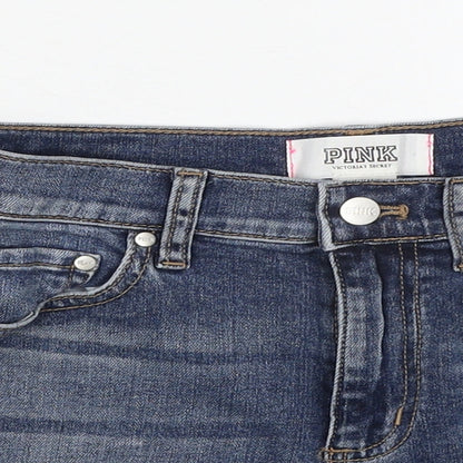 PINK Womens Blue Cotton Cut-Off Shorts Size 6 Regular Zip