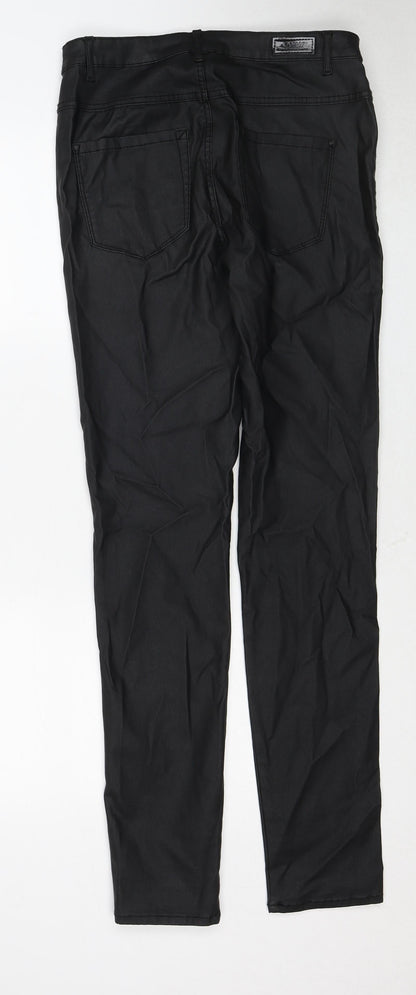 Only Womens Black Viscose Trousers Size XL L32 in Regular Zip