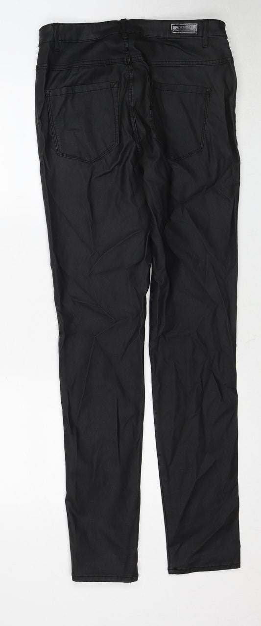 Only Womens Black Viscose Trousers Size XL L32 in Regular Zip