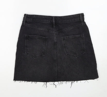 Miss Selfridge Womens Black Cotton A-Line Skirt Size 8 Zip