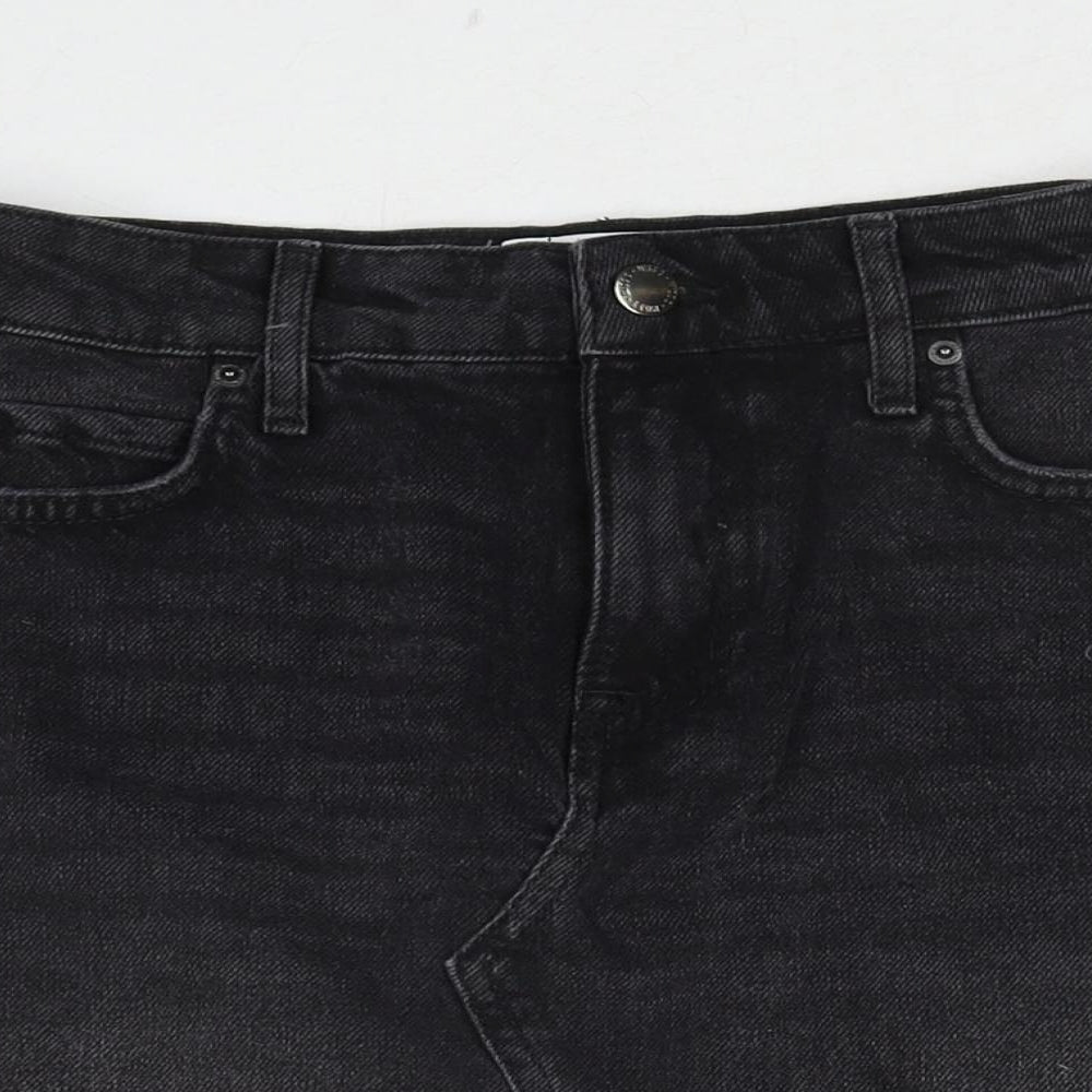 Miss Selfridge Womens Black Cotton A-Line Skirt Size 8 Zip