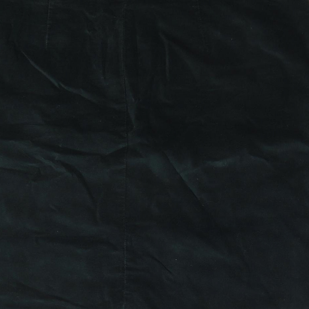 Marks and Spencer Womens Green Cotton A-Line Skirt Size 14 Zip