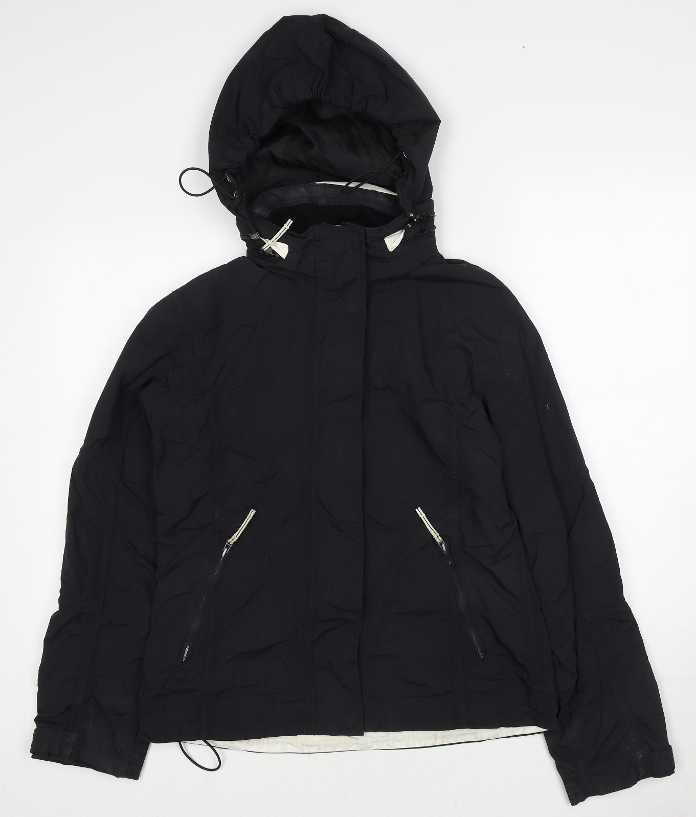 Best In Town Womens Black Windbreaker Jacket Size M Zip