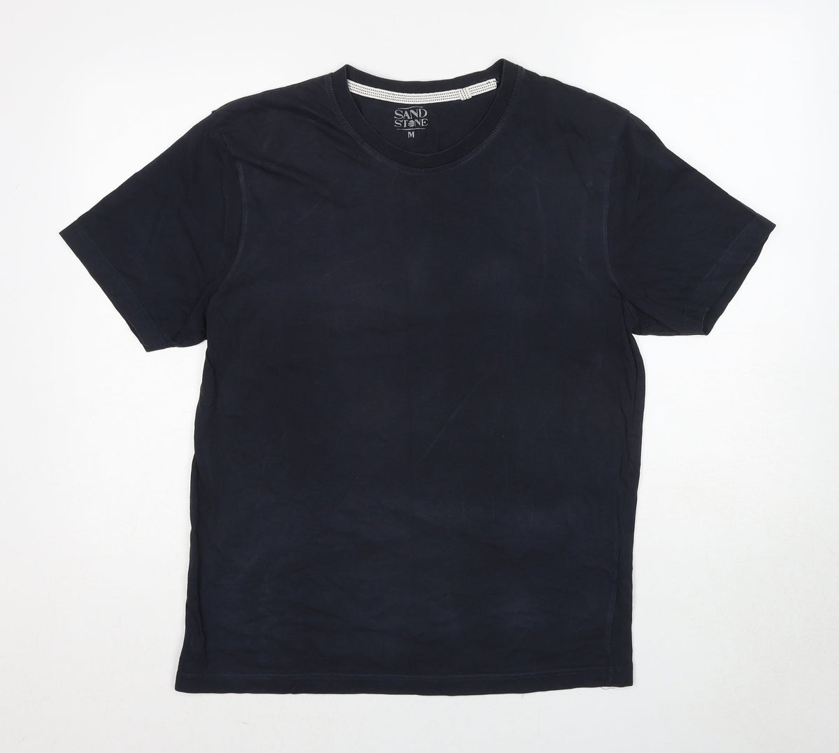 Sand Stone Womens Blue Cotton Basic T-Shirt Size M Round Neck