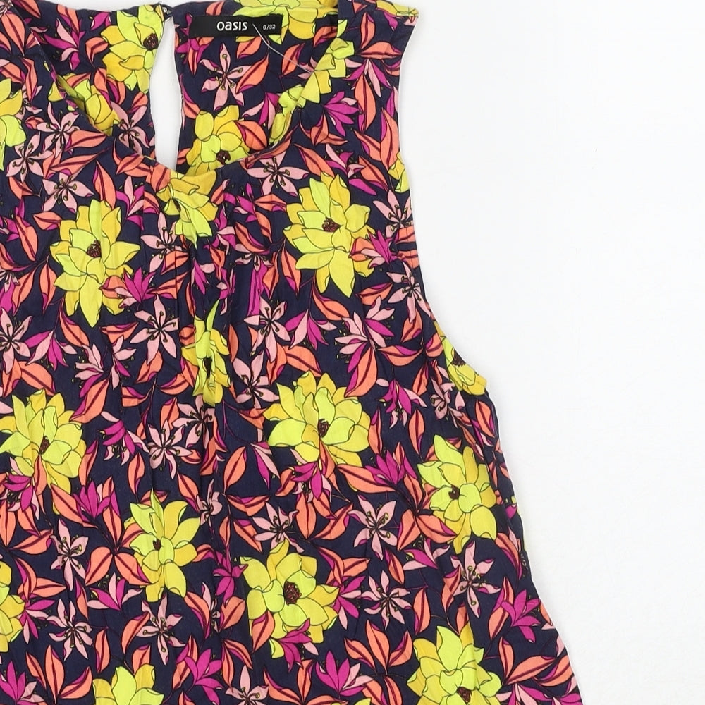 Womens UK Size 6 Oasis Multicoloured Basic Blouse