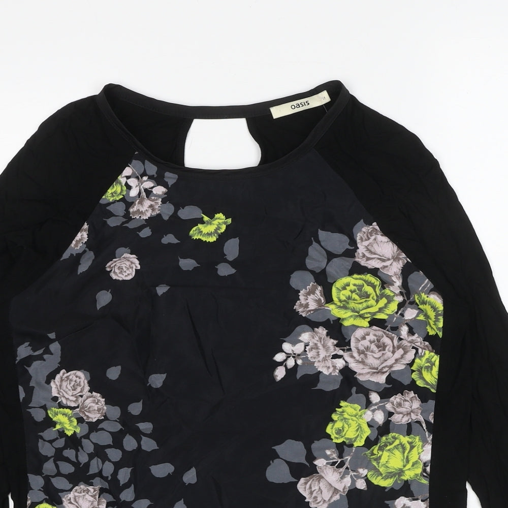 Womens UK Size M Oasis Black Basic Blouse