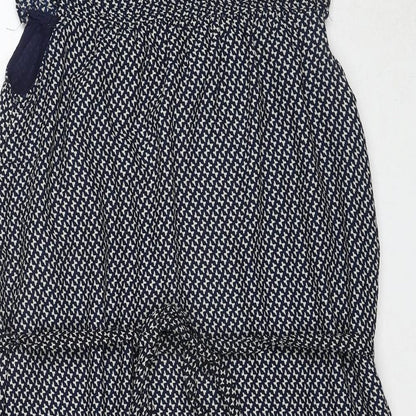 H&M Womens Black Geometric Polyester A-Line Size 10 Round Neck Zip