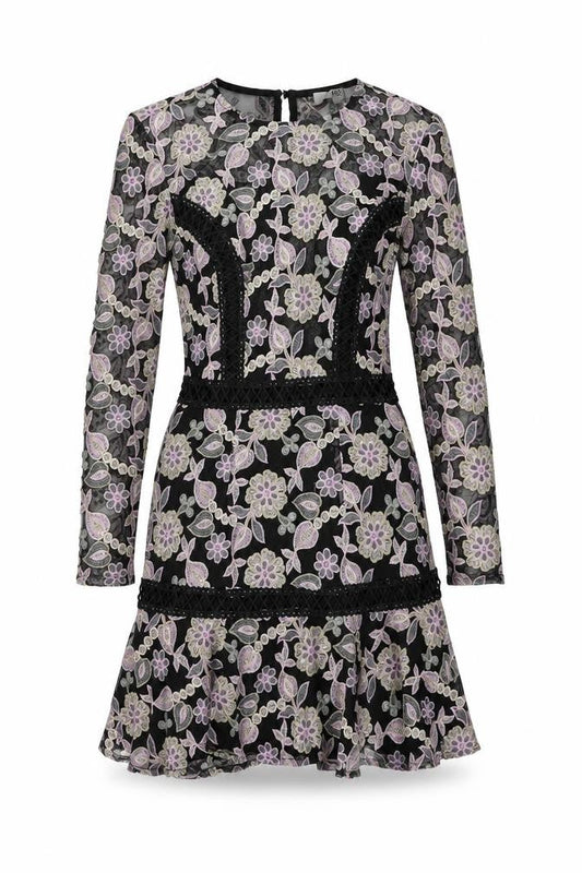 True Decadence Womens Multicoloured Floral Polyester Fit & Flare Size 8 Round Neck Zip