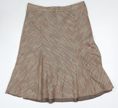 Damart Womens Brown Geometric Polyester Swing Skirt Size 20 Zip