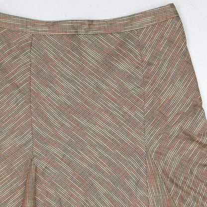 Damart Womens Brown Geometric Polyester Swing Skirt Size 20 Zip