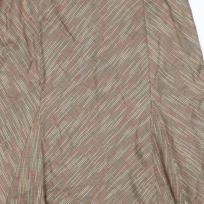 Damart Womens Brown Geometric Polyester Swing Skirt Size 20 Zip
