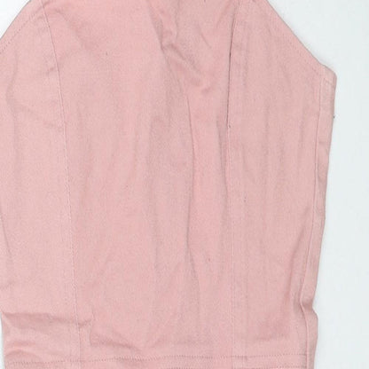 Divided by H&M Womens Pink Cotton Slip Dress Size 6 Square Neck Zip