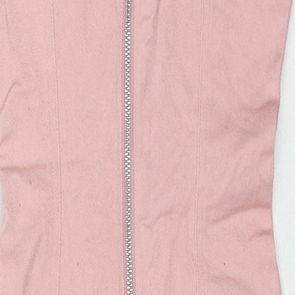 Divided by H&M Womens Pink Cotton Slip Dress Size 6 Square Neck Zip