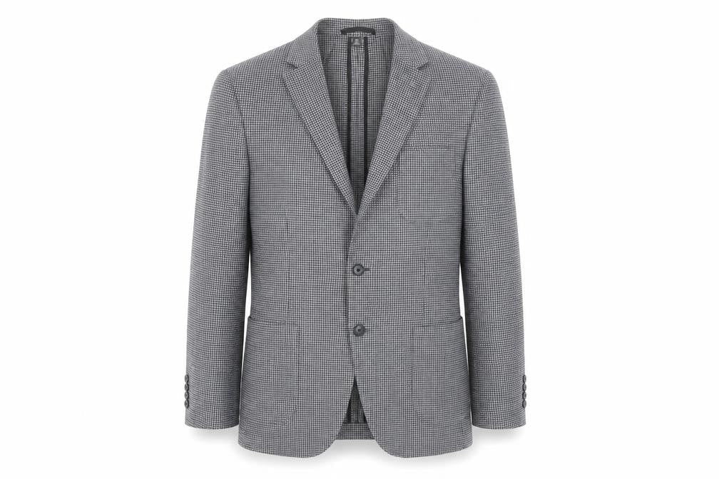 Marks and Spencer Mens Black Check Polyester Jacket Blazer Size 40 Regular