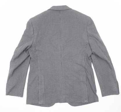 Marks and Spencer Mens Black Check Polyester Jacket Blazer Size 40 Regular
