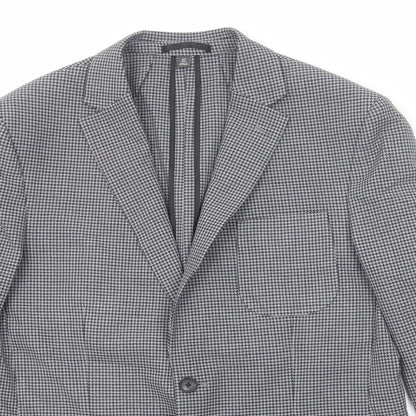 Marks and Spencer Mens Black Check Polyester Jacket Blazer Size 40 Regular