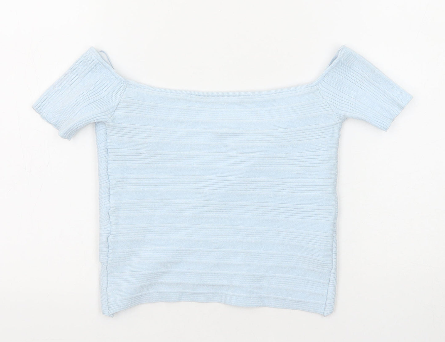 Womens UK Size M Bershka Blue Cropped T-Shirt