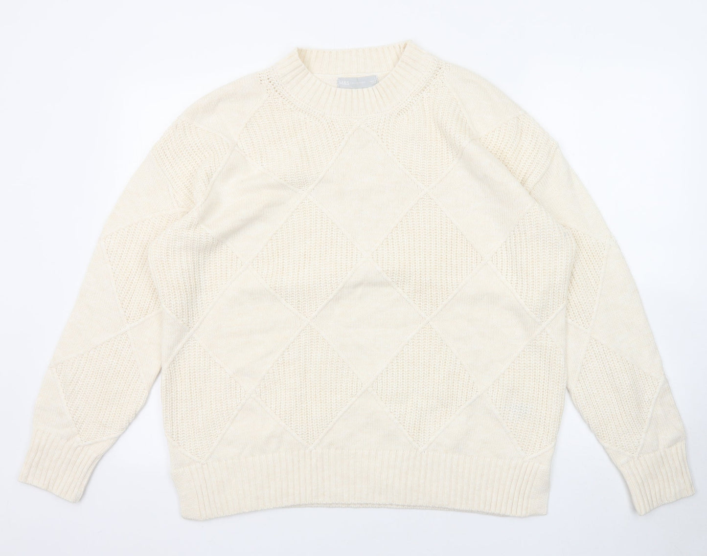 Womens UK Size L Marks and Spencer Beige Pullover Jumper