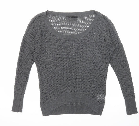 Crafted Womens Grey Scoop Neck Acrylic Pullover Jumper Size 8