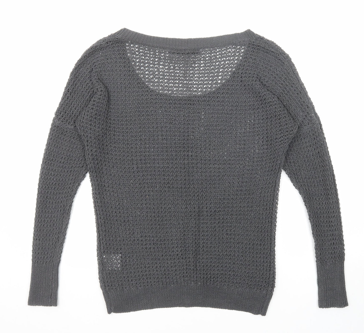Crafted Womens Grey Scoop Neck Acrylic Pullover Jumper Size 8