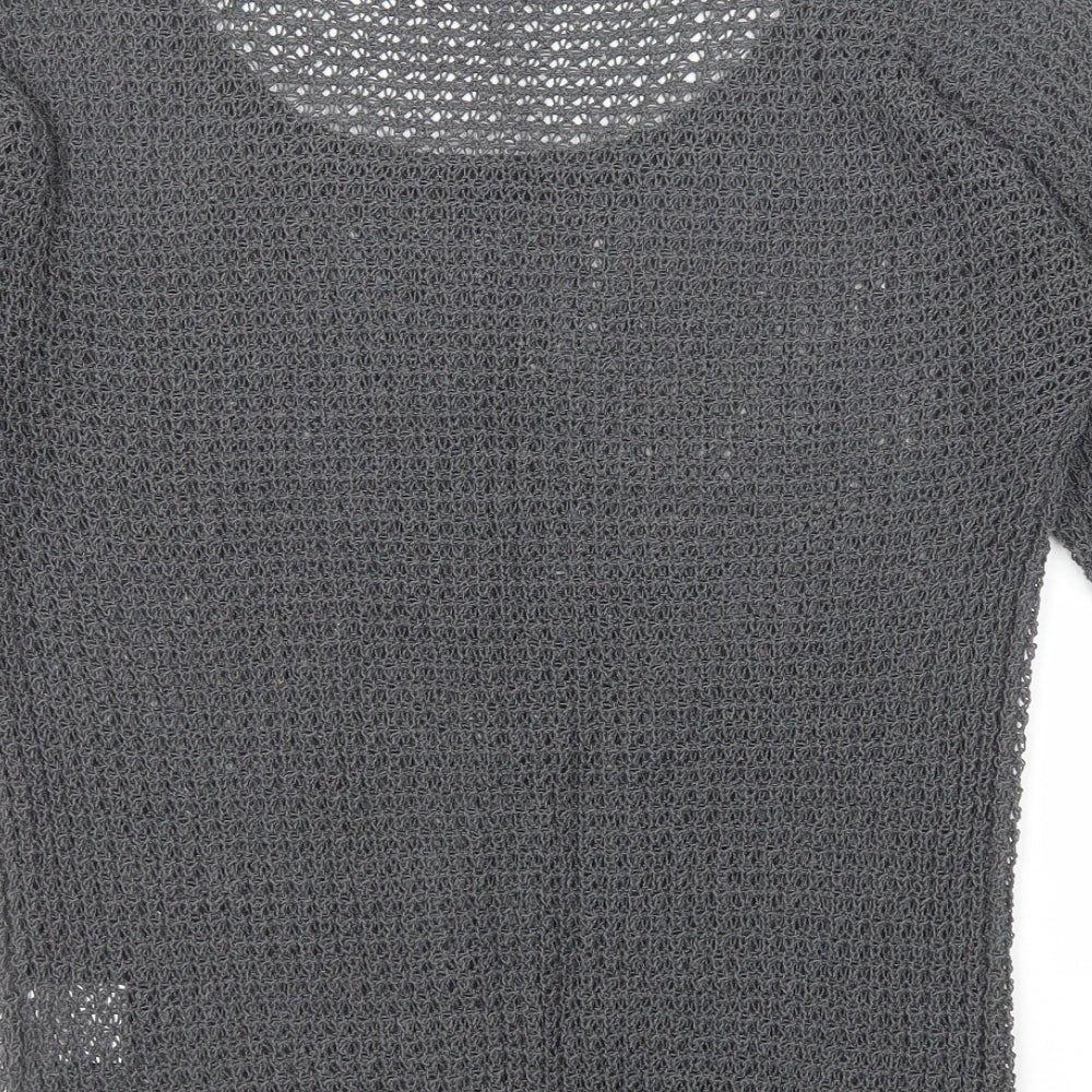 Crafted Womens Grey Scoop Neck Acrylic Pullover Jumper Size 8