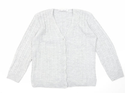 Womens UK Size M Pure & Natural Grey Cardigan Jumper